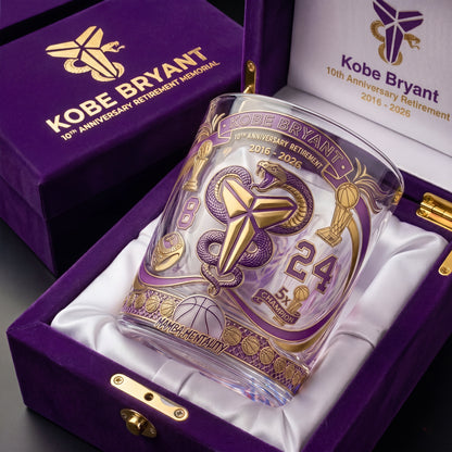 Kobe Bryant 10-Year Retirement Whiskey Glass