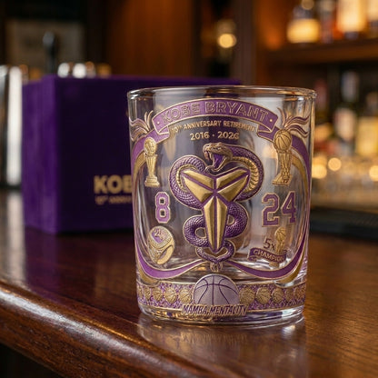 Kobe Bryant 10-Year Retirement Whiskey Glass